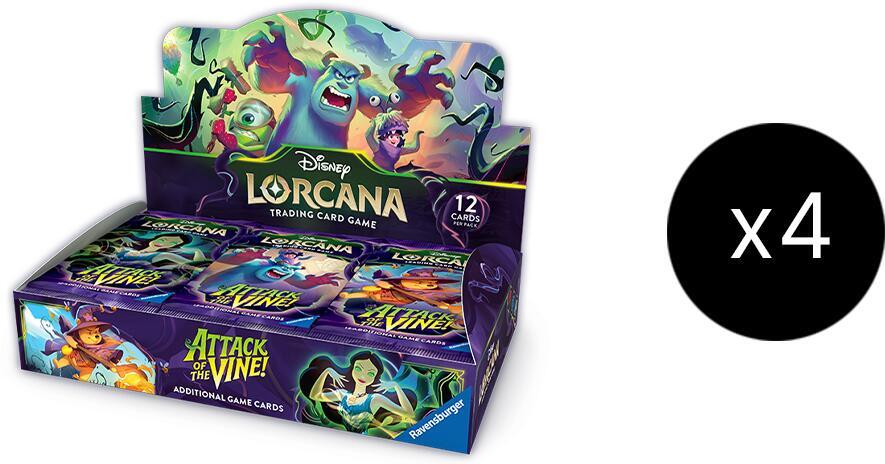 Disney Lorcana: Attack of the Vine! Booster Box Case | 4 Factory Sealed Booster Boxes