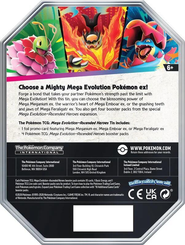 Pokémon TCG: Mega Evolution—Ascended Heroes Tin – Mega Feraligatr ex